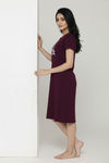 Zivame Farm Lore Knit Cotton Night Dress - Plum Purple — thumbnail 2